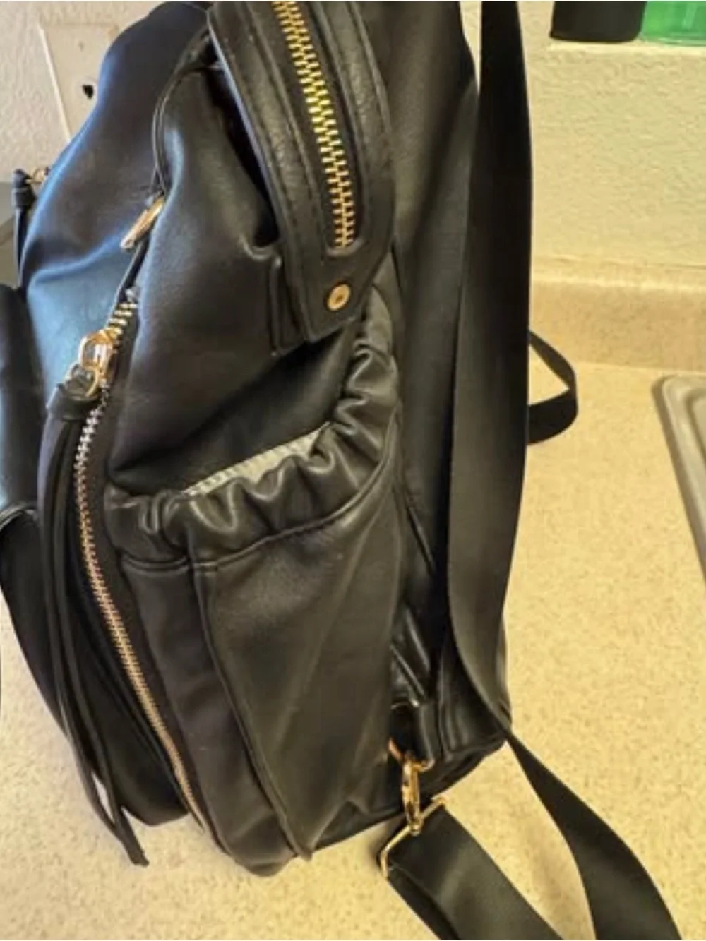 Leather diaper bag backpack
